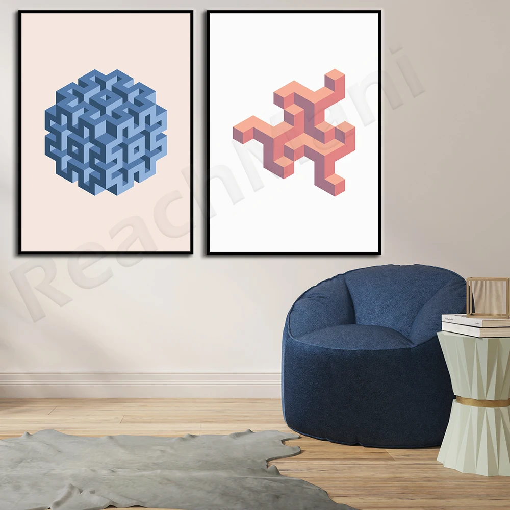 

Isometric Pattern Abstract Wall Art Canvas Painting Nordic Posters and Prints Living Room Decoration Wall Painting