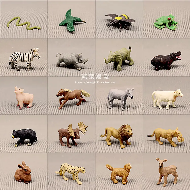 Wild Animal Miniature Model Decoration Lion Elephant Rhinoceros Horse Bear Kangaroo Insect Ornaments Action Figure Figurine Toys