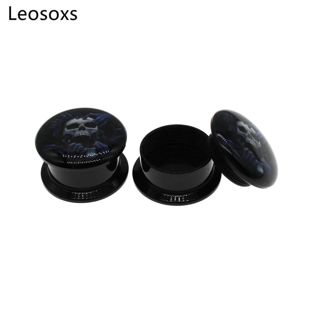 Leosoxs 2pc Acrylic Double Flared Thread Screw Fit Ear Flesh Tunnel Plug Ear Gauge Expander 4-25mm Fashion Jewelry Piercing