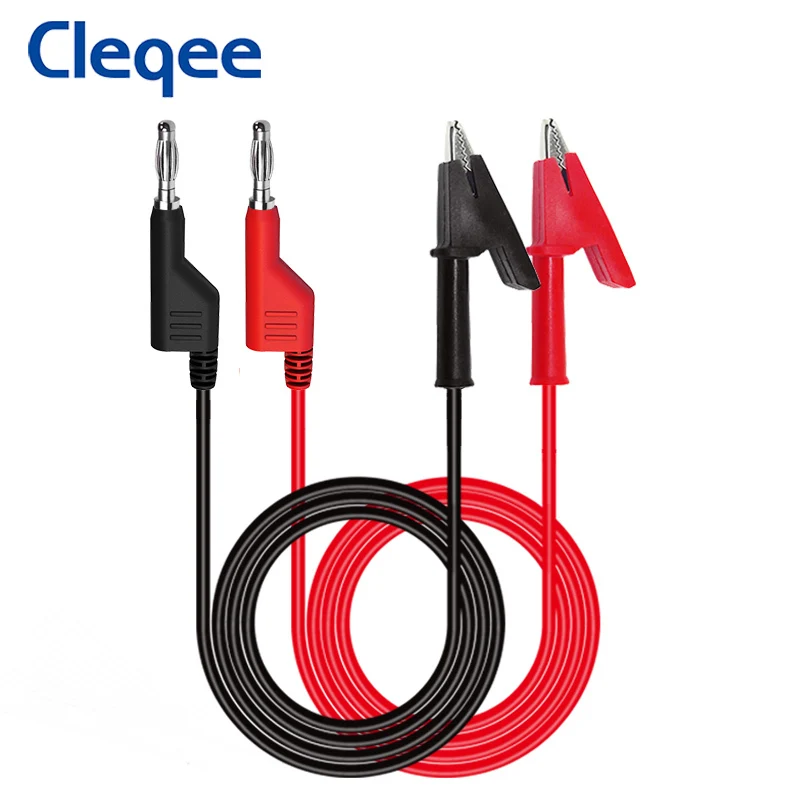 Cleqee 1M Double End 4mm Banana Plug to Alligator Clip Test Lead Wire Line Electrical Voltage Crocodile15A Multimeter DIY