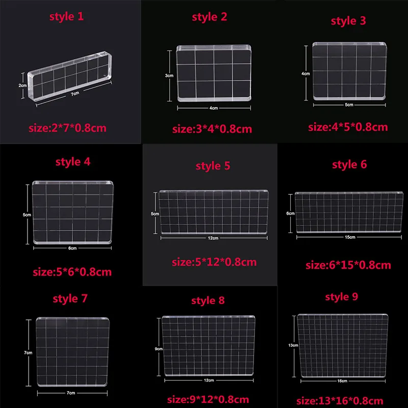 

9 Pcs/Lot Clear Acrylic Stamp Block for DIY Crafts Makings Scrapbooking Handmakes Card Decorate 9 Styles