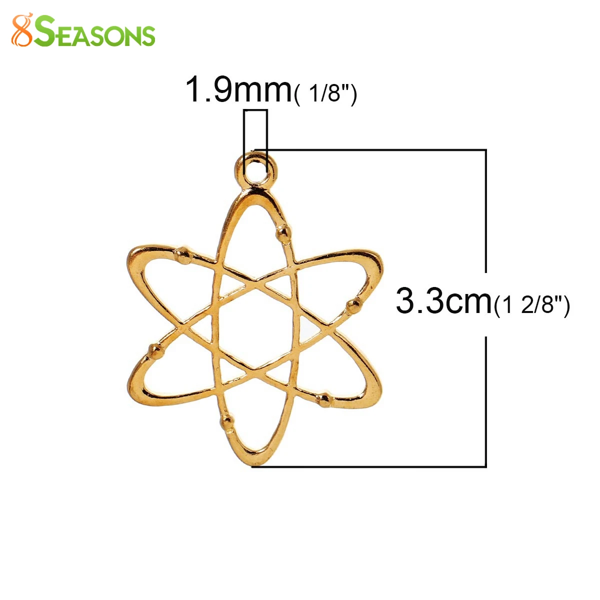 10 PCs Fashion Zinc Based Alloy Atom Chemistry Science Pendants Gold Color Charms Pendants For Jewelry Findings 33mmx 26mm,