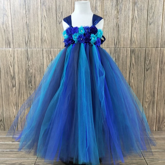 Peacock color flower girl dresses deals