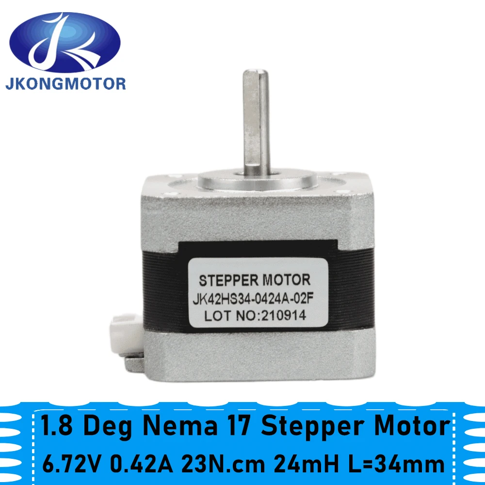 Jkongmotor Nema17 Step Motor 34mm 23Ncm 0.42A Nema 17 Stepper Motor 42BYGH 4-lead CNC Reprap 3D Printer