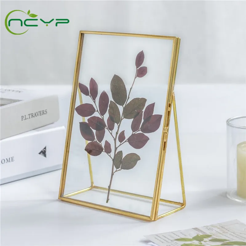 NCYP Glass Photo Frame Tabletop Gold Brass Glass Artwork Certificate Handmade Picture Frame Modern Decor Card Holder Photo Frame