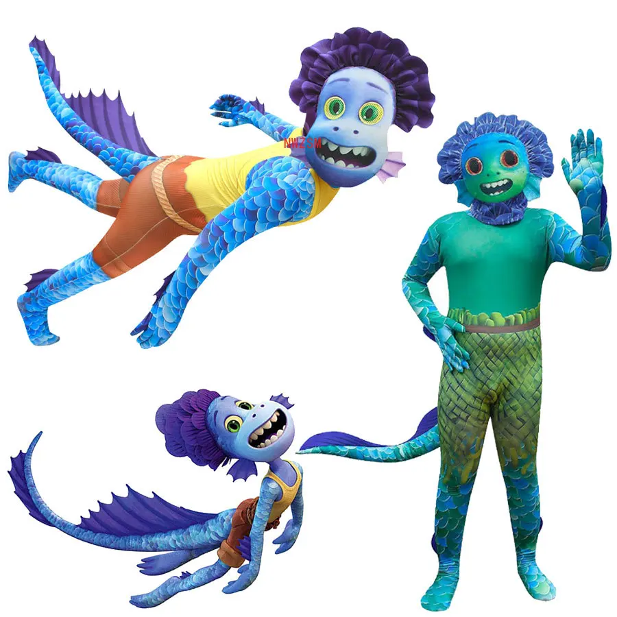 2021 Halloween Summer Sunny Day Cosplay Luca Costume Children's Performance Halloween Fish Monster Costume