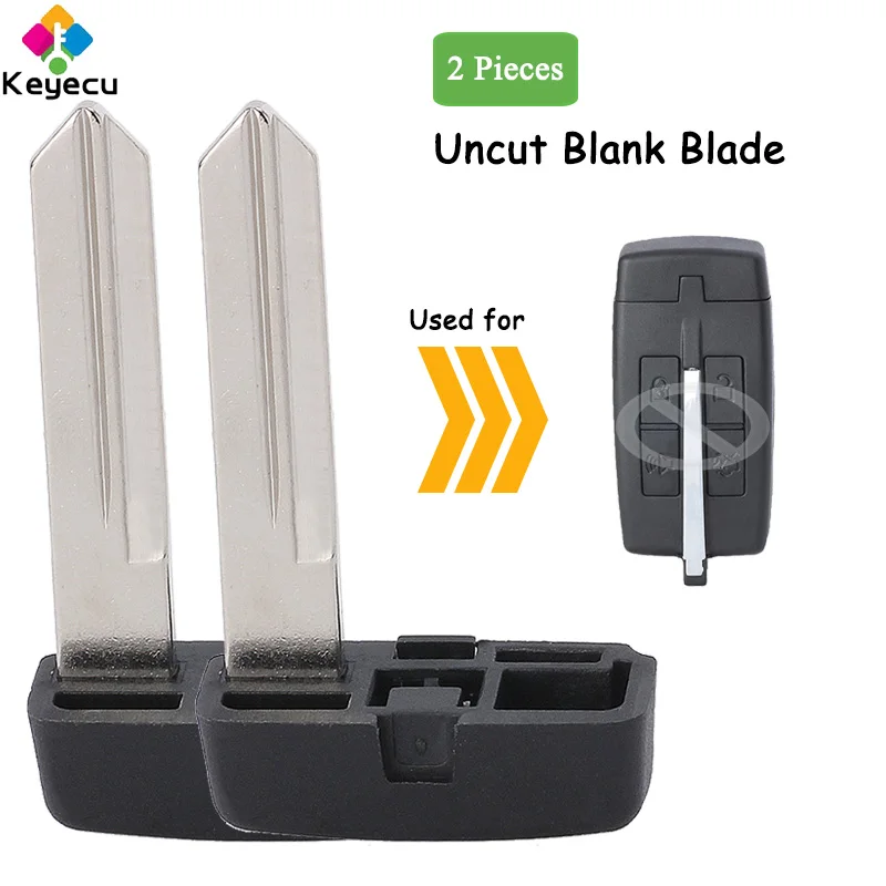 

KEYECU 2 Pieces Replacement Smart Remote Car Key Uncut Insert Emergency Blade for Ford Taurus for Lincoln MKS MKT Fob M3N5WY8406