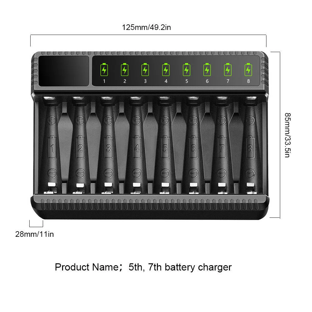 8 Slot AA 2800mAh Rechargeable Batteries + AAA 1100mAh Rechargeable Battery with 8Slots Charger for AA AAA NiMH Electric Toys