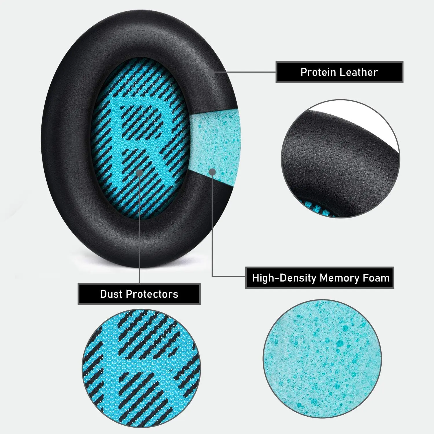 Bose Quiet Comfort 교체용 이어 패드, QC25 헤드폰 이어 쿠션 키트, QC2 QC15 Ae2 Ae2i Ae2w 메모리 폼과 호환 가능