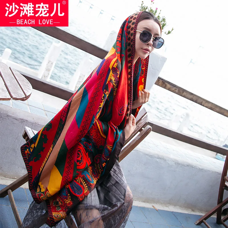 Scarf female summer travel driving sunscreen air conditioning shawl wild dual-use scarf double-sided beach towel