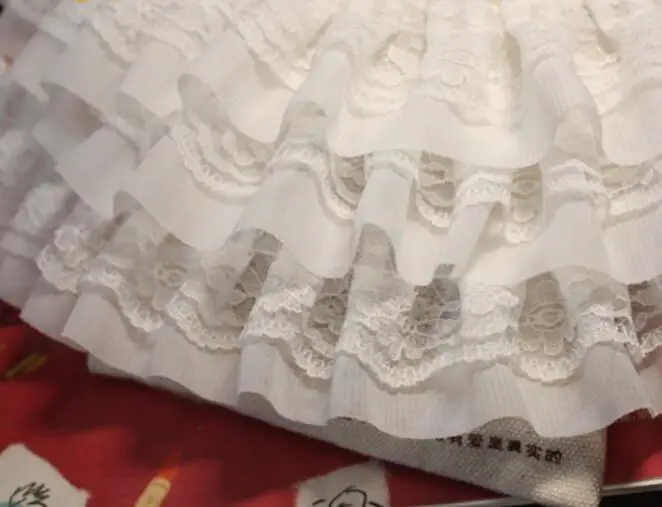 40Yards 5cm DIY Chiffon Ruffle Lace Pleated 2 Layers Laces Trim Dress Decoration Tulle Fabric Applique Trimming Craft Sewing