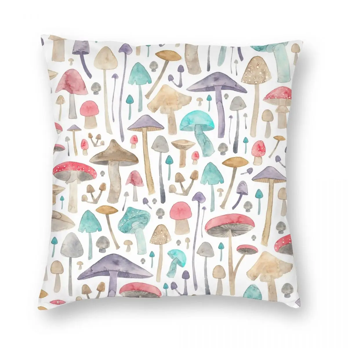 Mushrooms And Toadstools Square Pillowcase Polyester Linen Velvet Printed Zip Decor Pillow Case Sofa Cushion Cover