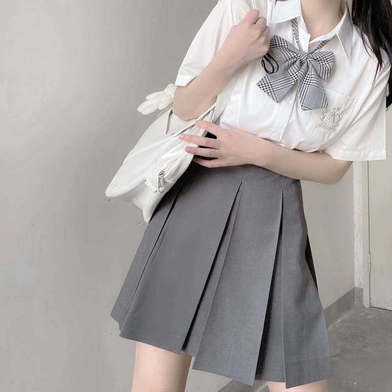 New Women Original JK Pink Short-sleeve Shirt Box Pleated Skirt JK Uniform Sailor Suit Summer Basic Liberal Arts School Students