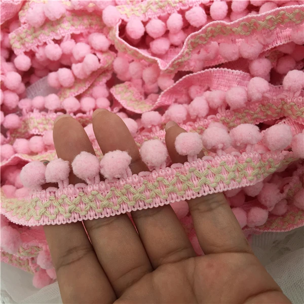 4meteroff white pink pompons webbing clothing accessories home pillow curtain lace