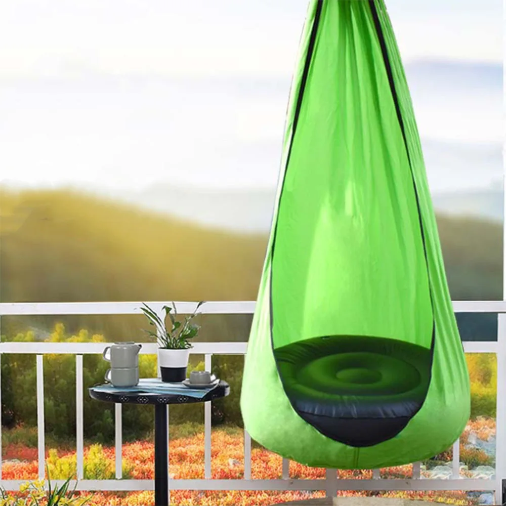 

Kids Swing Hammock Pod Chair Indoor Pod Swing for Kids Hanging Seat with Inflatable Pillow for Outdoor and Indoor Use