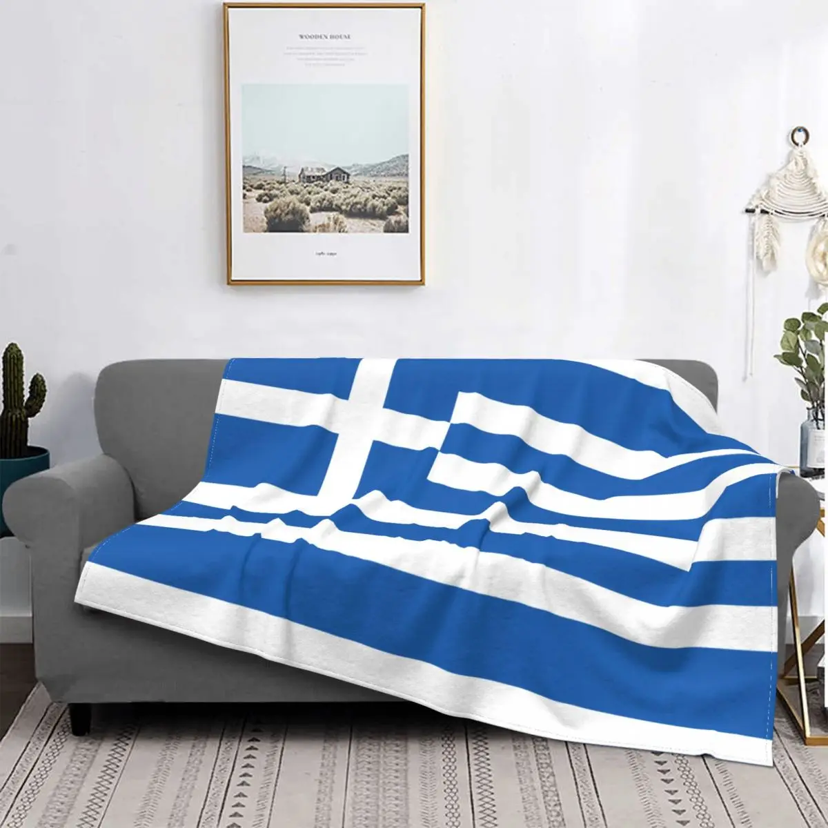 

Greek National Flag Greece Blanket Flannel Throw Blankets Bedroom Sofa Decoration Ultra-Soft Warm Bedspreads