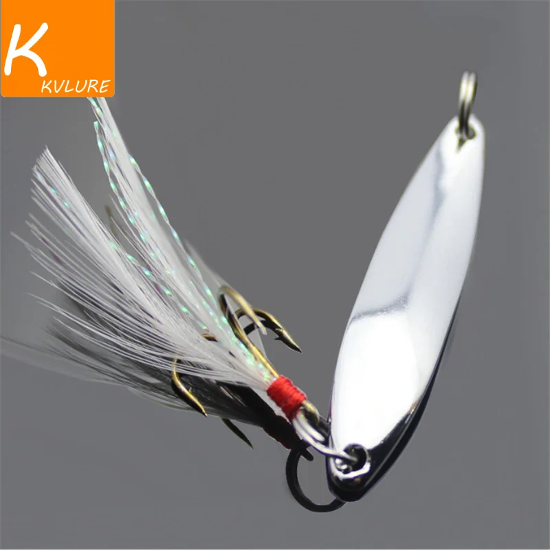 1Pcs 5g/7g/10g/13g Metal Fishing Lure Spoon Sequins Spinner with Feather Hard Bait For Sea Lake Bait Tool Wobblers