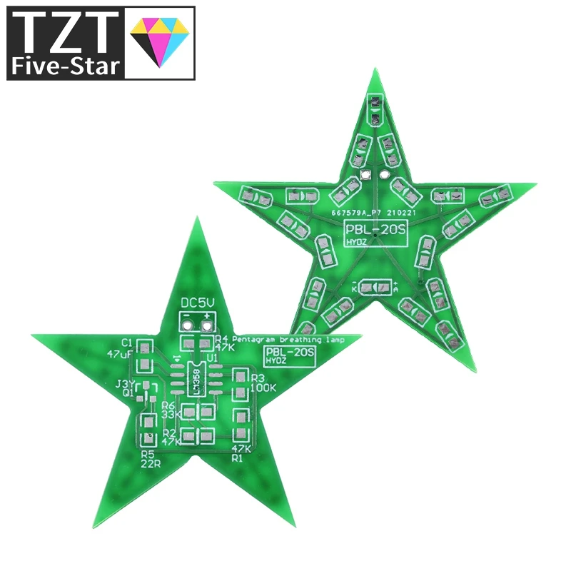 Schüler-Trainings-DIY-Kit Fünfzackiger Stern Atemlicht Farbwechsel-LED-Licht für Weihnachts-Löttraining Rot Grün Blau – Detail 8