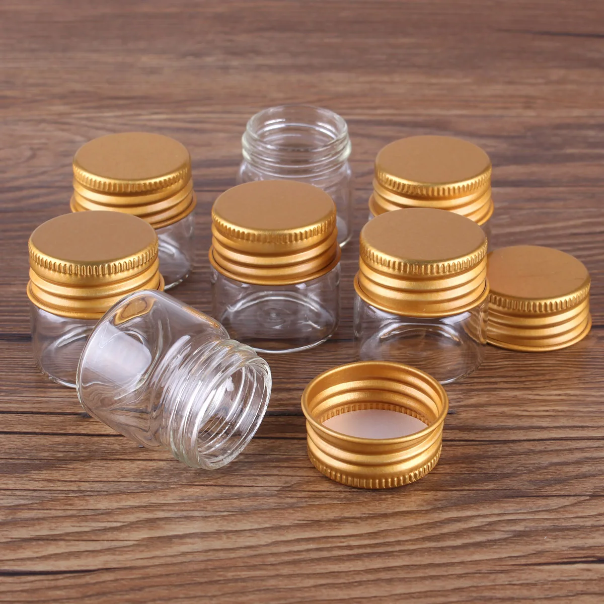 5pcs 10ml 30*30mm Glass bottles with Golden Aluminum Lids Potion Bottles Glass Jars Glass vessels for Art Craft