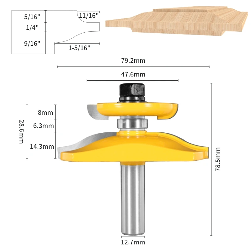 YUSUN  Stile&Rail Assembles-Roman Ogee Bit Router Bit Cove 1-3/4 Carbide Cutters Woodeorking Milling Cutter For Wood End Mill