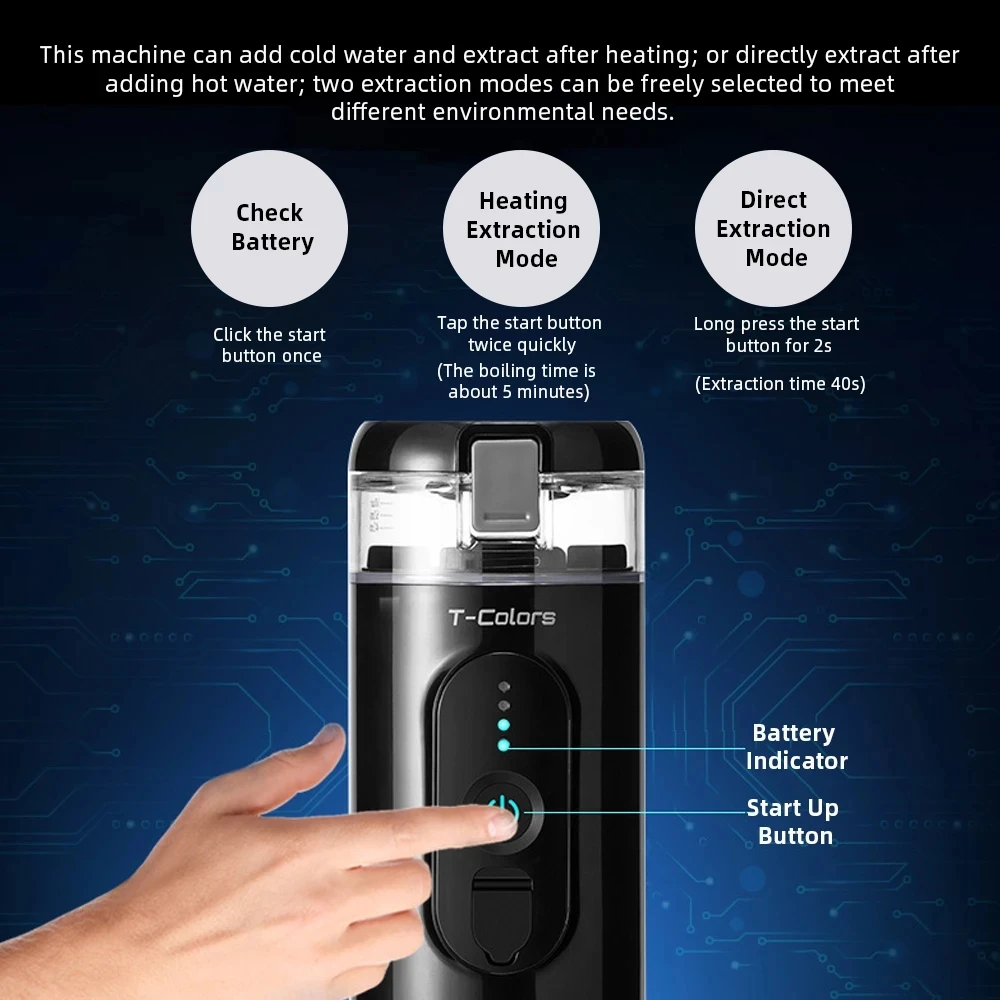 ماكينة قهوة أوتوماتيكية بتسخين لاسلكي 7500mAh ، ماكينة إسبريسو كهربائية 20 بار للسفر في الهواء الطلق