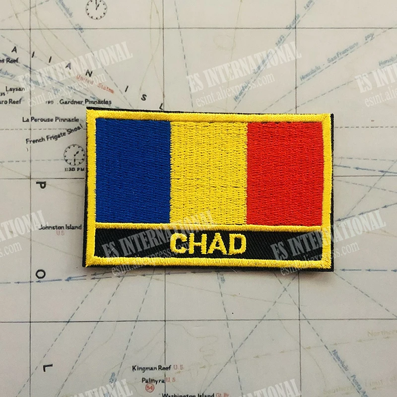 CHAD National Flag Embroidery Patches Badge Shield And Square Shape Pin  One Set  On The Cloth Armband   Backpack  Decoration