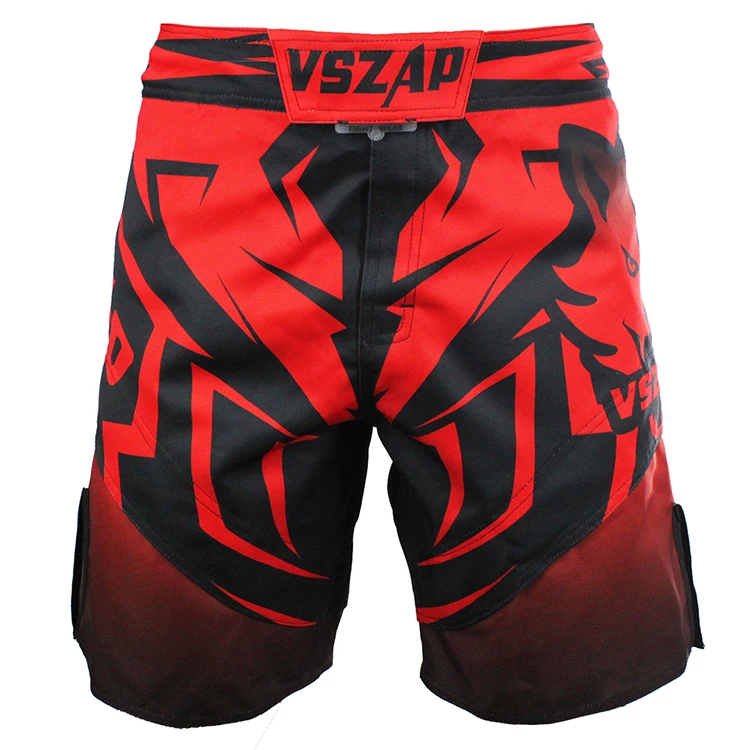 VSZAP Muay Thai Clothing Red Short Mma Sports Shorts Training Boxer Shorts Sanda Breathable Cotton Loose Boxing Boxe