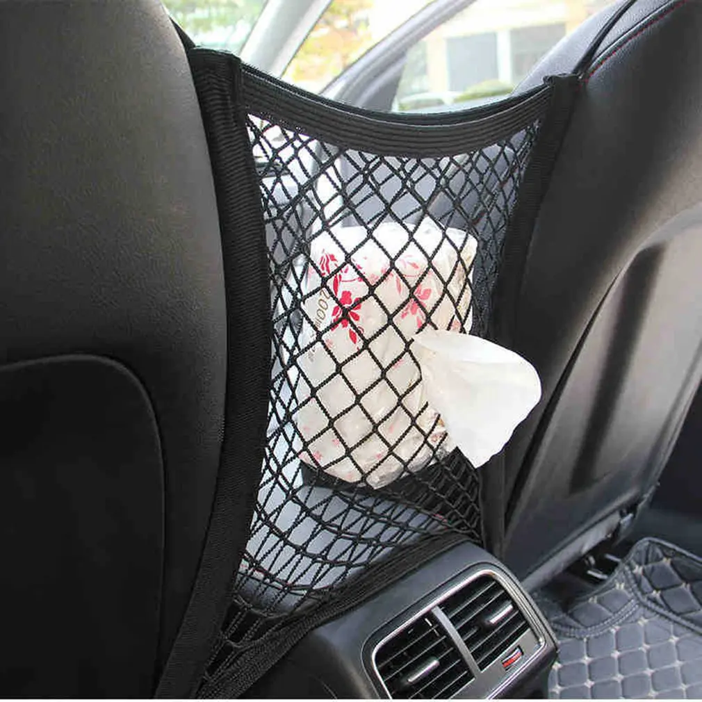 Automobile General Car Seat Net Pocket Rear Trunk Seat Storage Organizer Pocket Elastic Mesh Net Bag Seat Back Storage Bag