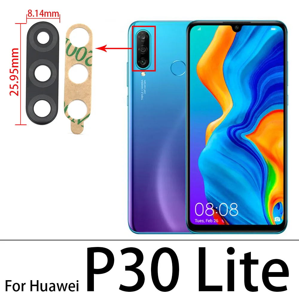 2Pcs/Lot , Back Camera Glass For Huawei P20 Pro P30 Lite Rear Camera Glass Lens with Glue Replacement Parts + Tool