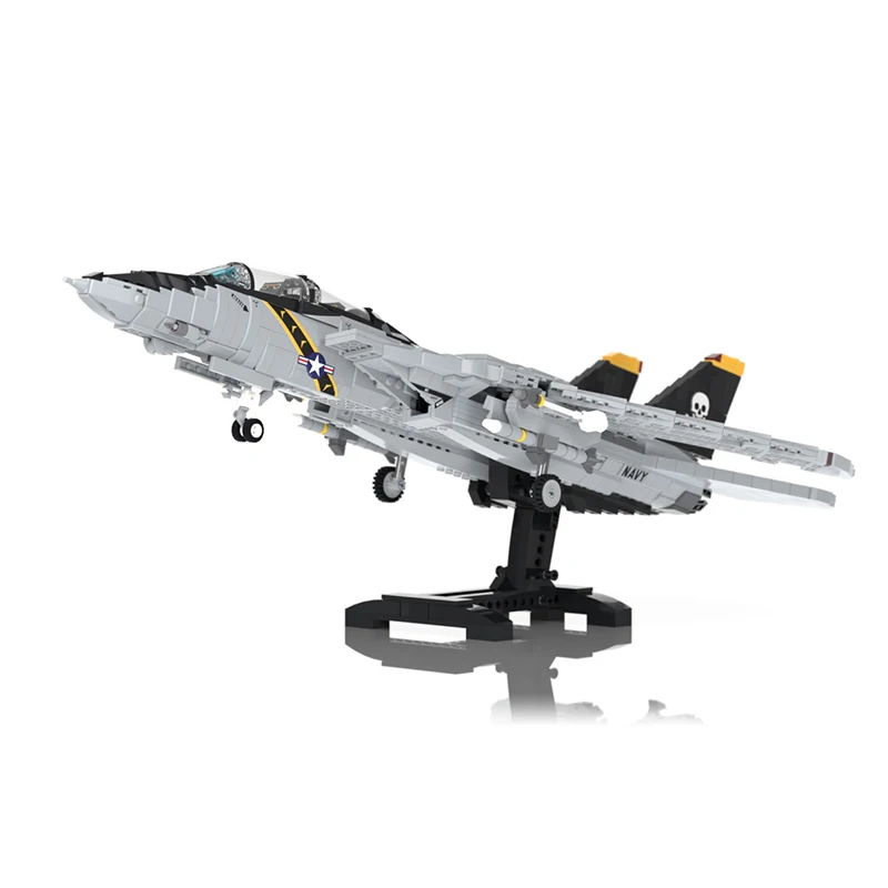 MOC klocki do budowy Fighter F-14 Tomcat Supersonic samolot bojowy DIY technologia montażu cegły Model zabawki dla dzieci świąteczny prezent