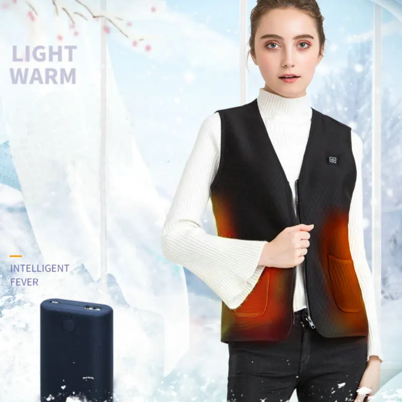 Gilet riscaldante a infrarossi USB riscaldato a cinque aree Inverno Uomo Donna Sport all\'aria aperta Sci Escursionismo Pesca Gilet termico Lavabile