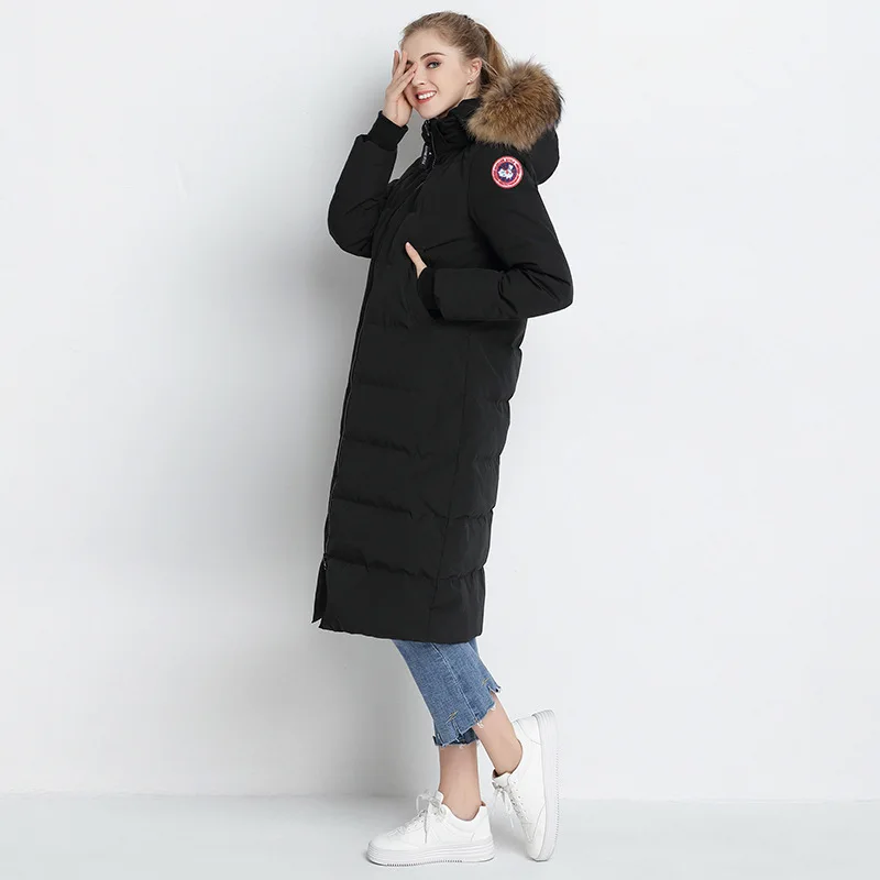 Winter Down Coat Female Brand Clothes 2020 Korean Long Duck Down Jacket Raccoon Fur Hooded Thick Warm Overcoat Hiver 8726