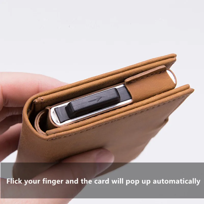 2022 New Men RFID Card Package Anti-Degaussing Anti-Theft Bank Credit Card PU Leather Automatic Wallet Credit Card Holder Case