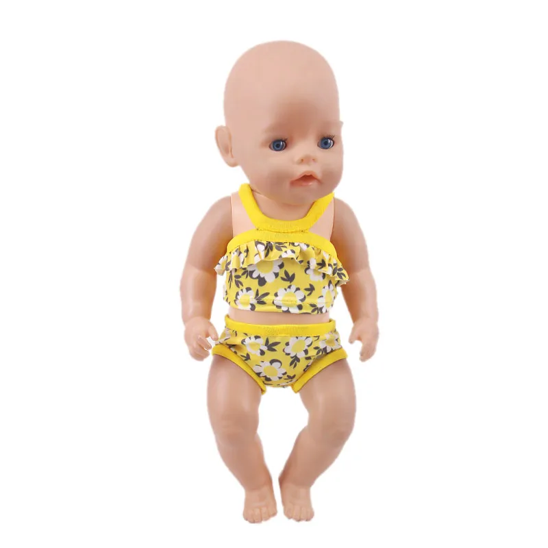 Doll Sling Flower Slim Swimsuit Fit 18 Inch American Doll And 43cm Baby New Born Doll，Our Generation ,DIY Gift For Children's