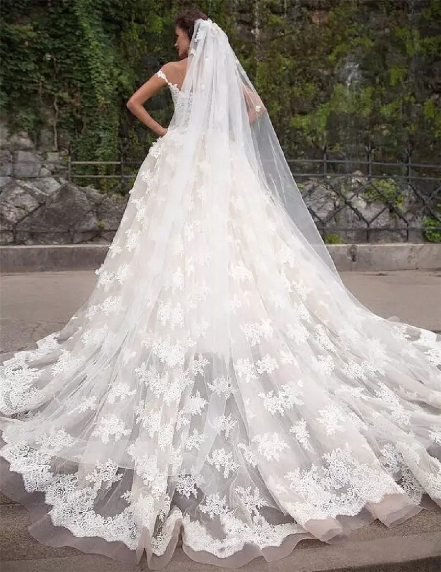 Vintage turquia laço apliques vestido de casamento fora do ombro botão varredura trem feito sob encomenda querida vestidos de noiva robe de mariée