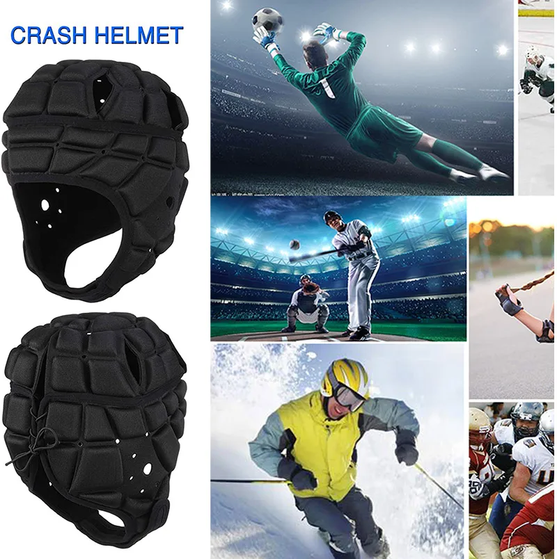 

Men's Sports Rugby Helmet Soccer Goalkeeper Scrum Cap Goalie Hat Adjustable Headgear Protector American Football Headguard Adult