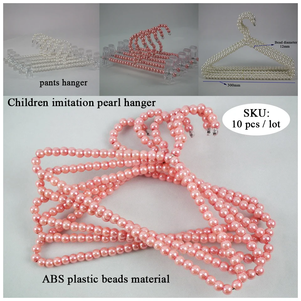 Plastic Hanger Imitation Pearl Hangers for Kids, Plastic Beads Hanger, White or Pink Display, Factory Hot Sale