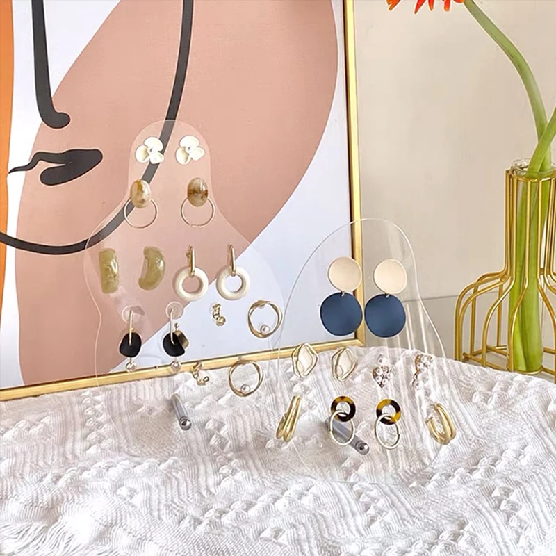 Acrylic Earring Display Rack Geometric Irregular Clear Transparent Board Ornaments Decoration Accessories Jewelry Storage Stands