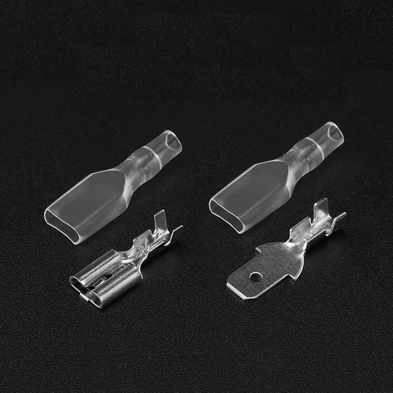 100PCS Quick Splice 2.8mm 4.8mm 6.3mm Male and Female Wire Spade Connector Wire Crimp Terminal Block And Insulating Sleeve