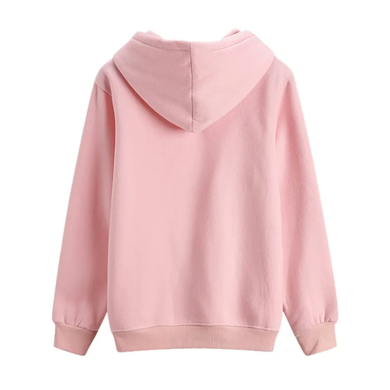 Sudadera de algodón con capucha para mujer, prenda sencilla y cálida de manga larga, de terciopelo, holgada, de Color sólido, para otoño