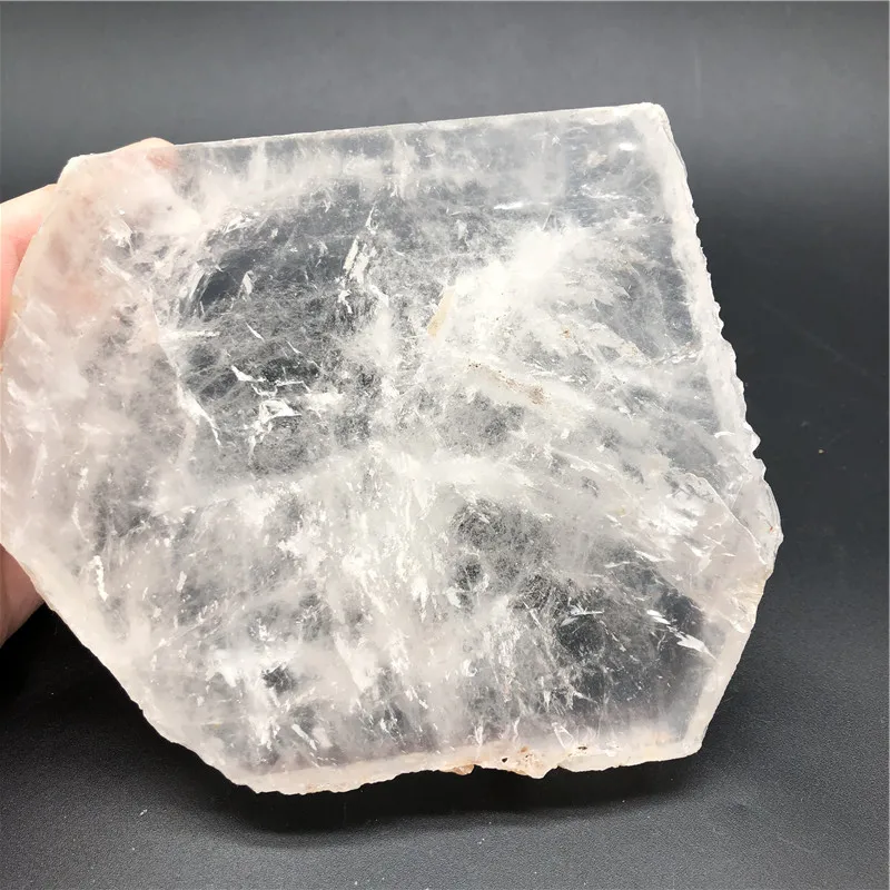 762g natural rough crystal quartz slabs raw clear quartz slice coaster for decoration