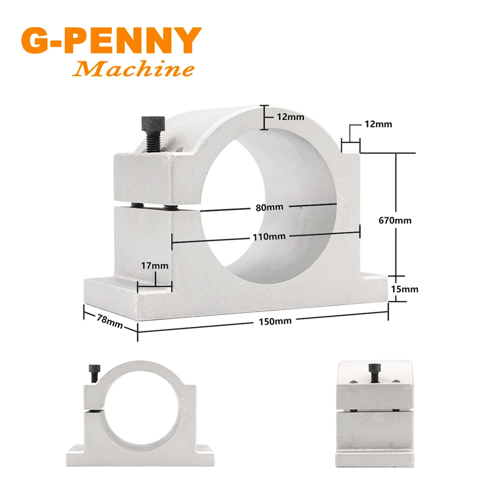 G-PENNY Machine 2.2KW ER20 D80 Water cooled spindle Motor 220v/380v 2.2KW Frequency VFD & 80mm Clamping bracket 75W water pump