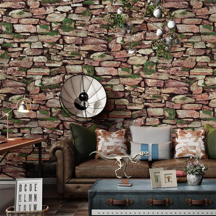 Creative restaurant bar hot pot обои для стен в рулонах culture stone wallpapers retro 3D brick stone antique brick wall paper