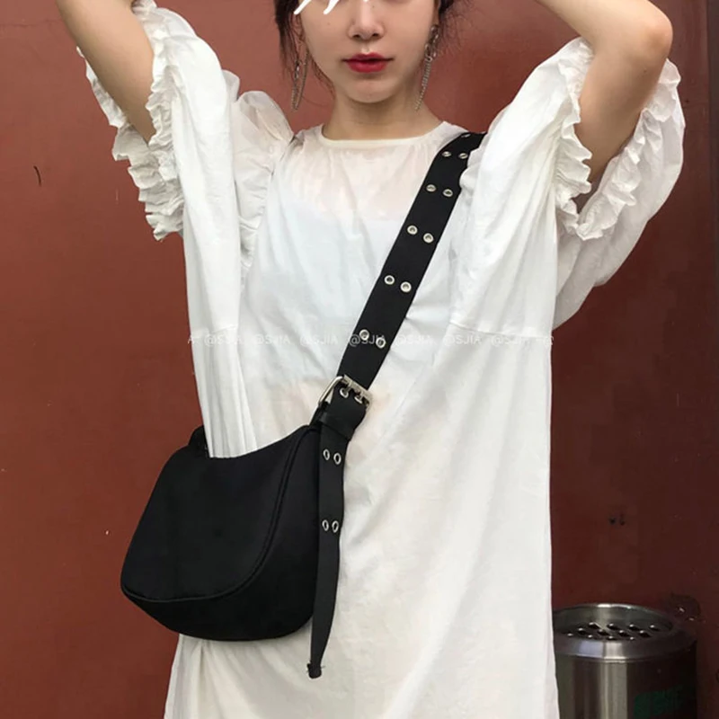 Yogodlns Trendy Nylon Umhängetasche Für Frauen Vintage Umhängetaschen Weibliche Straße Messenger Handtasche und Geldbörse Reise Einfache Tote – Detail 9