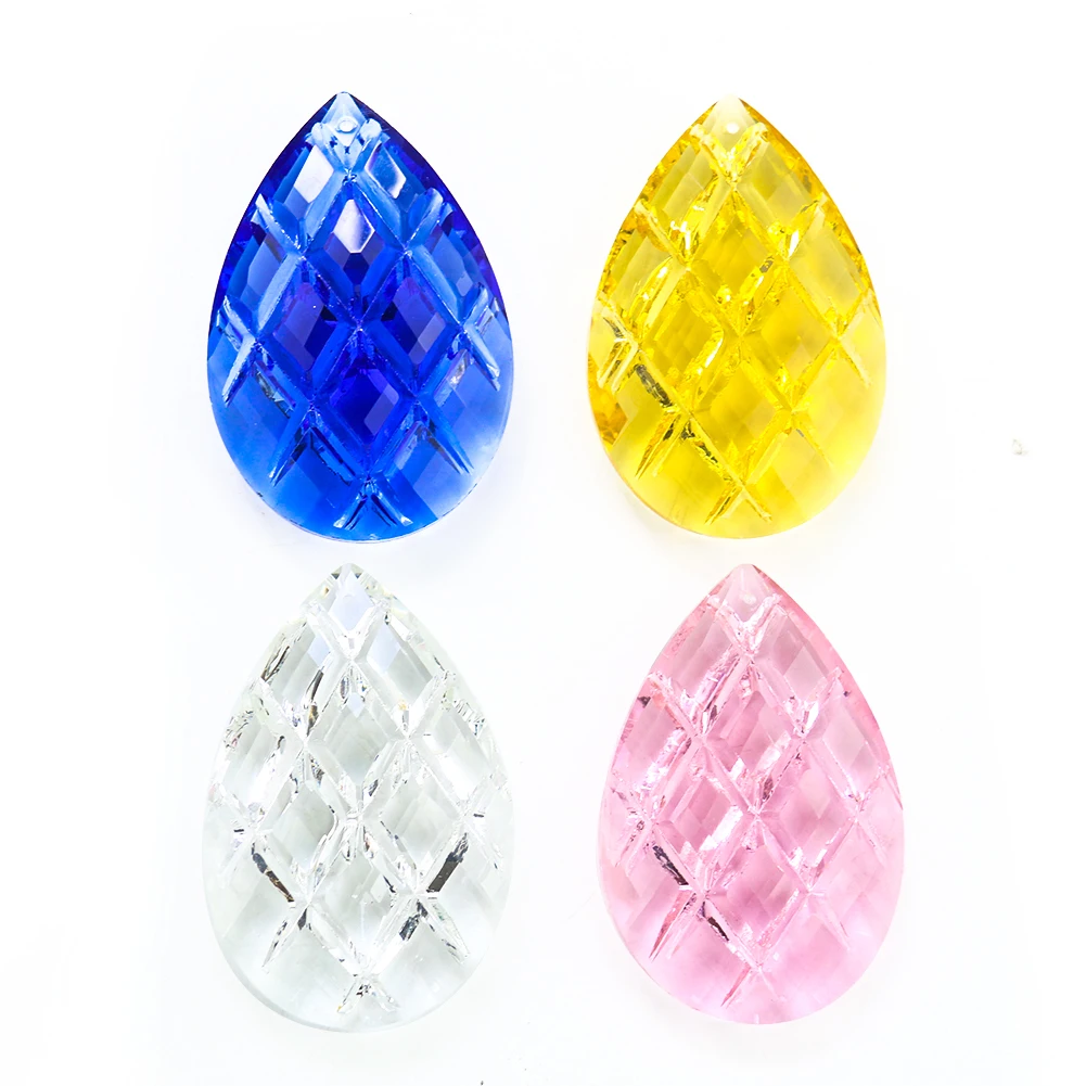 Flower Grid Crystal Prisms Suncatcher Faceted Rainbow Crystal Chandelier Parts Pendant Home Wedding Window DIY Hanging Ornament