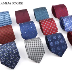 Corbata clásica a rayas para hombre, corbatas a la moda, color azul marino, Floral, 8cm, accesorios de Jacquard, ropa diaria, corbata, regalo de fiesta de boda para hombre
