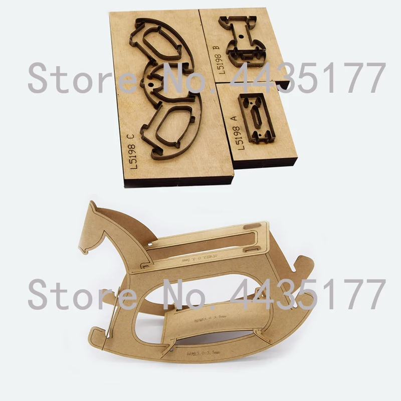 

3pcs Japan Steel Blade Wooden Die Trojan Cute Horse Animal Leathercraft Decor Knife Mold DIY Leather Template Hand Punch Tool