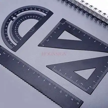 Metal ruler primary school student draws a set of ruler triangle ruler wave protractor with stationery aluminum alloy