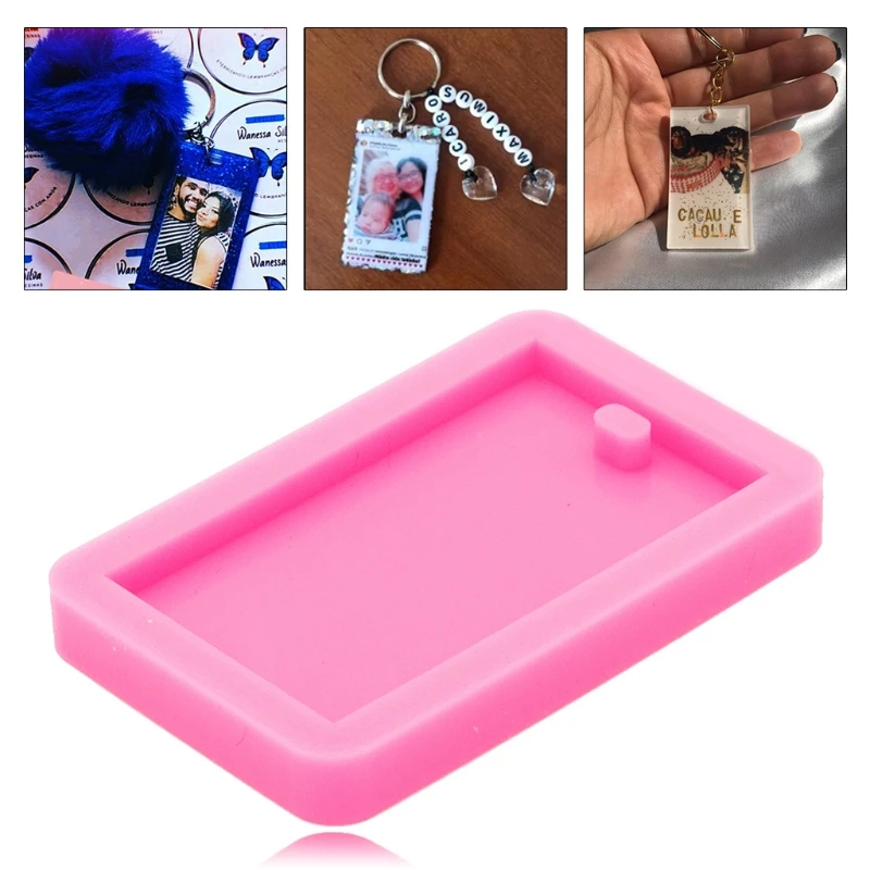 Photo Frame Silicone Epoxy Resin Mold Rectangular Shaker Keychain Pendant Jewelry Mould  DIY Crafts Cake Decor Casting Tools