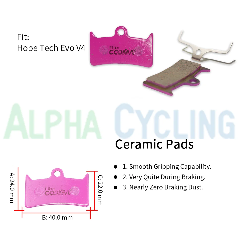 4 Pairs Ceramic Bicycle Disc Brake Pads for Hope Tech Evo V4 Caliper, Elite Class